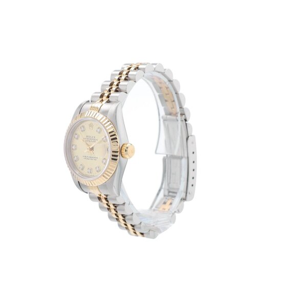 Rolex Ladies Datejust 26mm Champagne Diamond NS Dial Fluted Jubilee Band 69173 main image 8